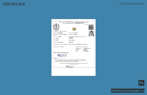 Wohnsitzbescheinigung der indischen Regierung von Punjab im Word- und PDF-Format (Beispielvorschau)